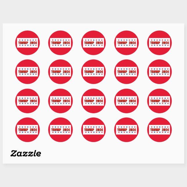 Trump 2024 Stars Classic Round Stickers (Blatt)