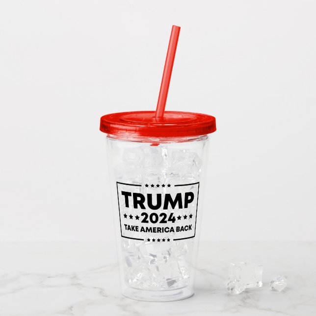 Trump 2024 Trump nimmt Amerika zurück Acryltrinkbecher (Rückseite Ice)