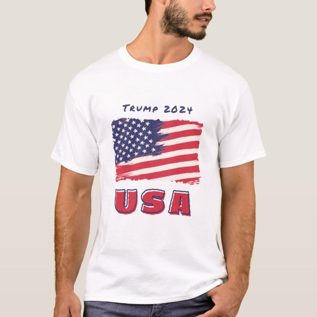 Trump 2024 USA Flag T-Shirt (Vorderseite)