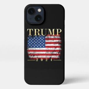 Trump 2024 - Vintage Flagge mit edlem Gold iPhone Hülle