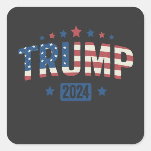 Trump 2024 Vintage Patriotische Amerikanische Flag Quadratischer Aufkleber