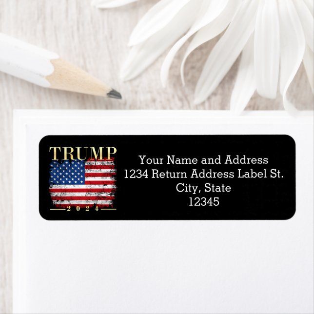 Trump 2024 Vornehme Gold Vintage amerikanische Fla (Insitu)