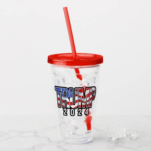 Trump 2024 Waving Flag Acryltrinkbecher (Vorderseite Ice)