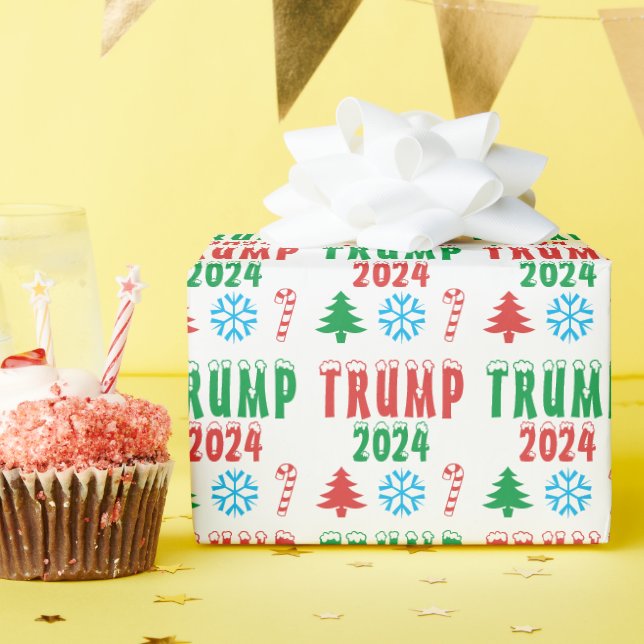 Trump 2024: Weihnachtsfeierliches Umschlagpapier Geschenkpapier (Geburtstagsparty)