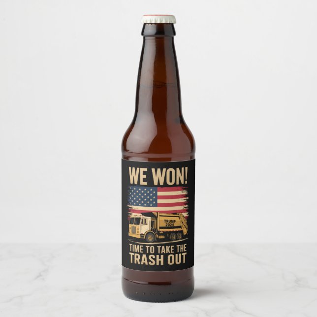 Trump 2024 Wir gewinnen den Sieg Einweihung 2025 Bierflaschenetikett (Vorderseite)