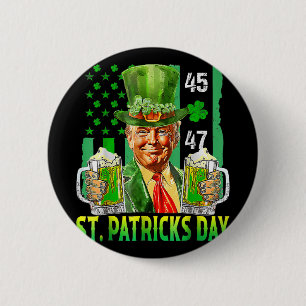 Trump 2025 American Flag Vintag St. Patricks Day Button