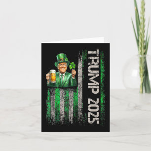 Trump 2025 American Flag Vintag St. Patricks Day Karte