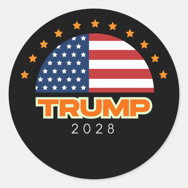 Trump 2028 Flag Fett Runder Aufkleber (Vorderseite)
