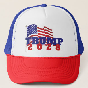Trump 2028 mit amerikanischer Flagge Truckerkappe