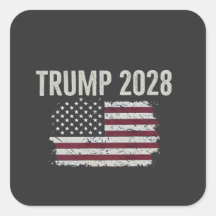 Trump 2028 Präsident der amerikanischen Flag-Wahl Quadratischer Aufkleber