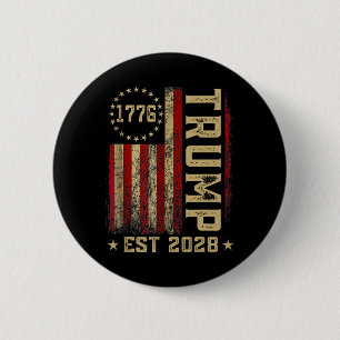 Trump 2028 Vote Donald Trump America Us Flag Vinta Button