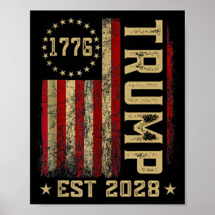 Trump 2028 Wähle Donald Trump Amerika Us Flagge Vi Poster