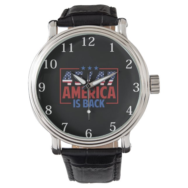 Trump 45-47 Amerika ist zurück Armbanduhr (Vorderseite)