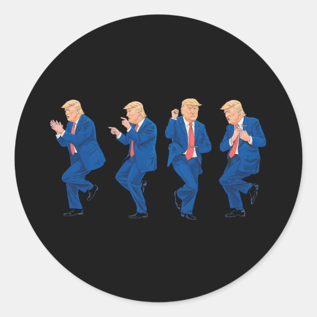 Trump 45 47 Funny Dance Dancing USA Präsident Runder Aufkleber (Vorderseite)