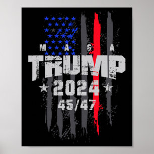 Trump 45-47 Mega US-Flagge 2025 Präsidentschaftswa Poster
