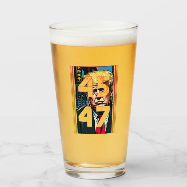 Trump 45 47 Pop Art Portrait Glas (Vorne (Gefüllt))