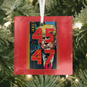 Trump 45 47 Pop Art Portrait Ornament Aus Glas