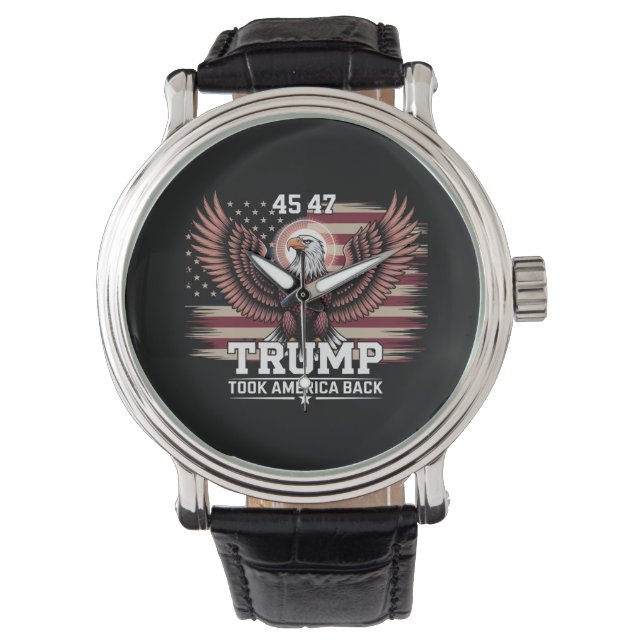 Trump 45. 47. Präsident Flag 2025 Adler Amerika Armbanduhr (Vorderseite)