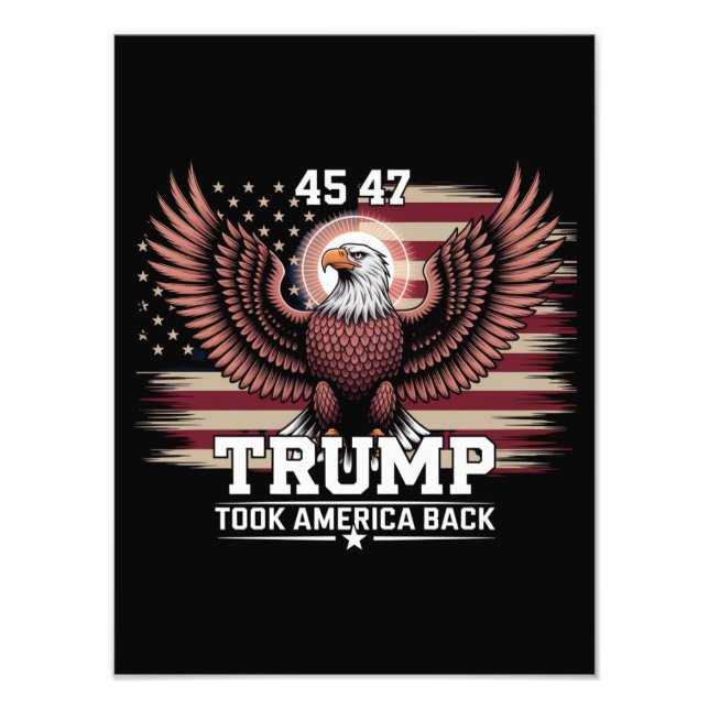 Trump 45. 47. Präsident Flag 2025 Adler Amerika Fotodruck (Vorne)