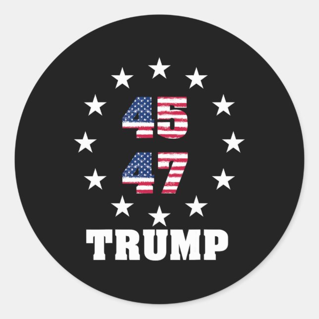 Trump 45 47 Präsident Flagge USA 2024 Gewinner 202 Runder Aufkleber (Vorderseite)
