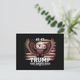 Trump 45. 47. Präsidentenflagge 2025 Adler Amerika Postkarte