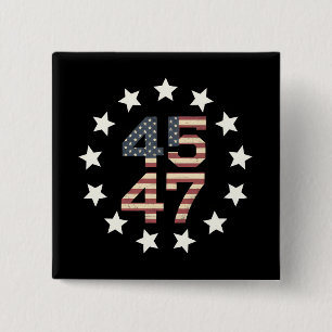 Trump 45 47 Sterne Vintage USA Amerikanische Flagg Button