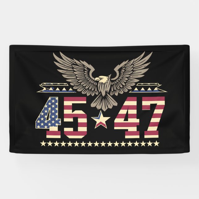 Trump 45 47 Vintage amerikanische Adlerflagge Banner (Horizontal)