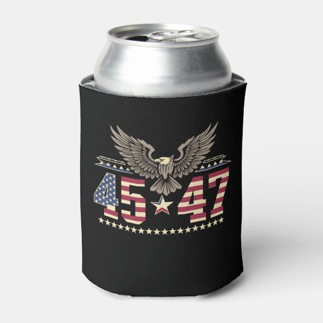 Trump 45 47 Vintage amerikanische Adlerflagge Dosenkühler (Kanne Vorderseite)