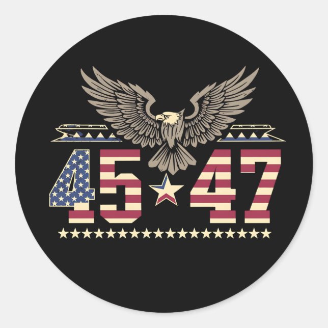 Trump 45 47 Vintage amerikanische Adlerflagge Runder Aufkleber (Vorderseite)