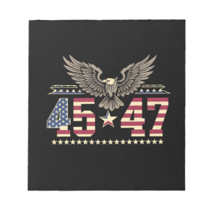 Trump 45 47 Vintage Amerikanische USA Adler Flagge Notizblock