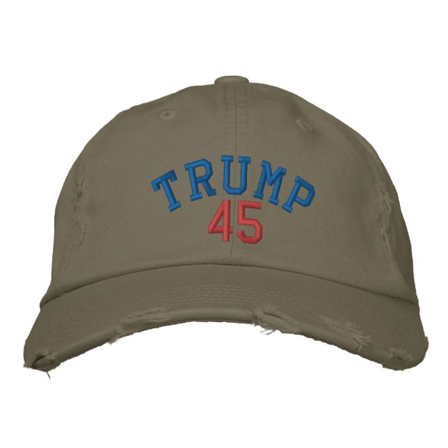 TRUMP 45 Cap - Leichtolive Bestickte Baseballkappe (Vorderseite)