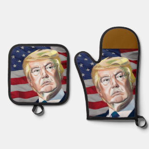 Trump 45. Präsident der USA - Geschenk Ofenhandschuh & Topflappen-Set