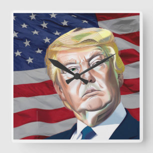 Trump 45. Präsident der USA - Geschenk Quadratische Wanduhr