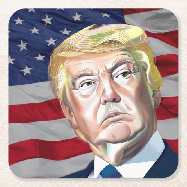 Trump 45. Präsident der USA - Geschenk Rechteckiger Pappuntersetzer (Vorderseite)