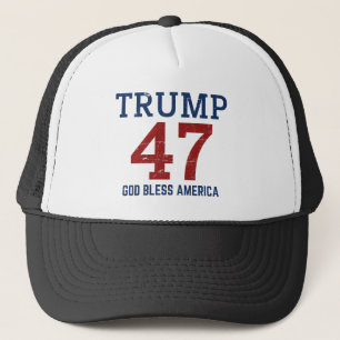 Trump 47 Gott segne Amerika Truckerkappe