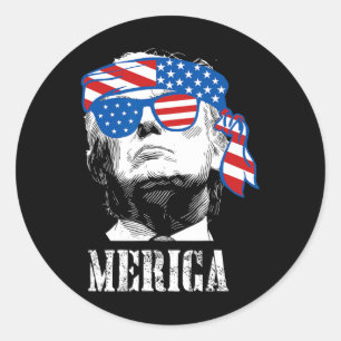 Trump 4. Juli US-amerikanische Flagge Männer Funny Runder Aufkleber