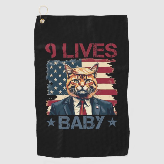 Trump 9 Lives Baby Golfhandtuch (Vorderseite)