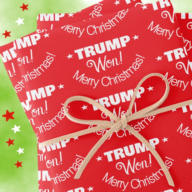 TRUMP A GAGNÉ ! Joyeux Noël ensemble de papier d'e (set of wrapping paper in-situ closer up)