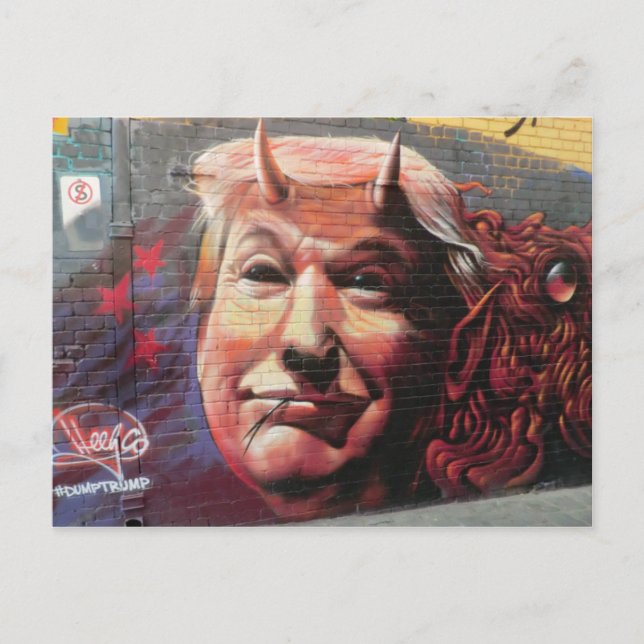 Trump als Gabel-Tongued Devil Graffiti Wall Art Postkarte (Vorderseite)