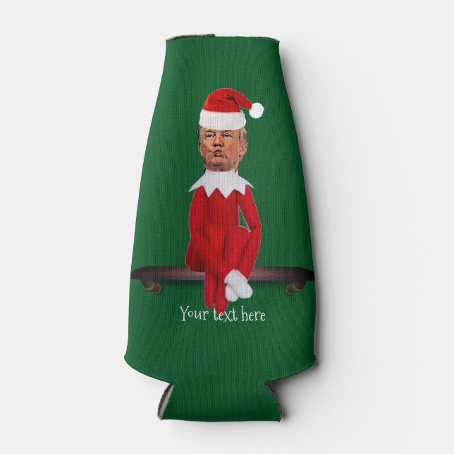 Trump als Weihnachtself Flaschenkühler (Vorderseite)