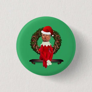 Trump als Weihnachtself Ugly Button