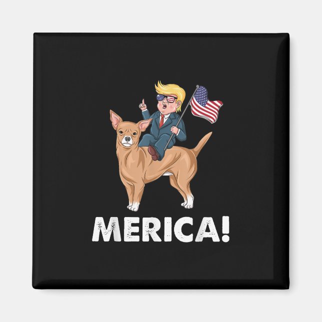 Trump America Chihuahua Dog American Hero Magnet (Vorne)