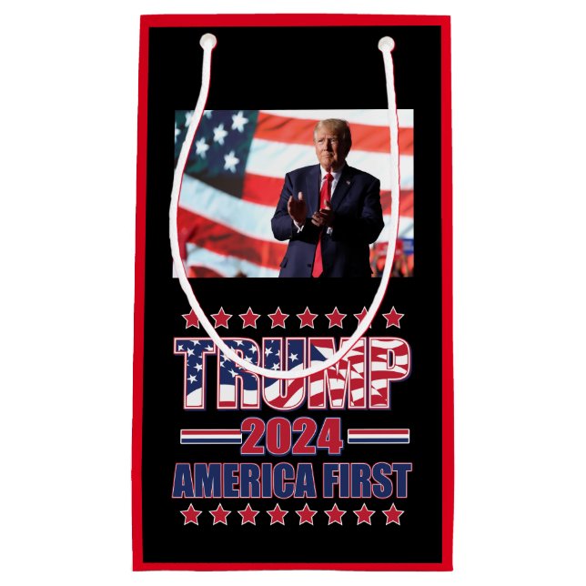 Trump America First Trump 2024 Kleine Geschenktüte (Vorderseite)