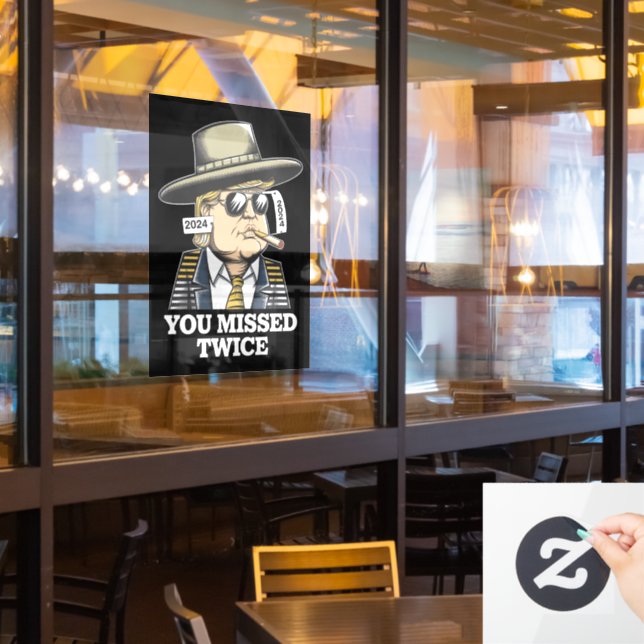 Trump Attentat Versuch Trump 2024 Sie vermisst Fensteraufkleber (Restaurantfenster)