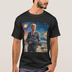 Trump auf Alien Planet Dinosaurier Laser Gun Volca T-Shirt