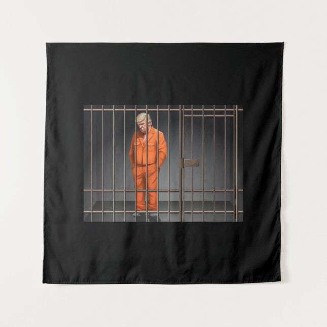 Trump auf dem Gefängnisplatz (57" x 57") Wandteppich (Vorderseite)