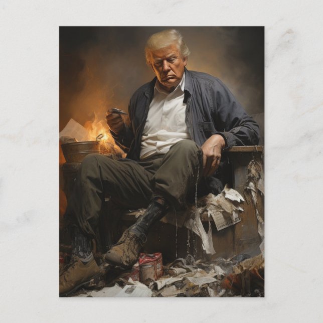 Trump auf dem Pil des flammenden Mülls Postkarte (Vorderseite)