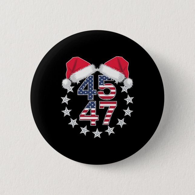 Trump auf der Rückseite 45 47 Präsident US-Weihnac Button (Vorderseite)