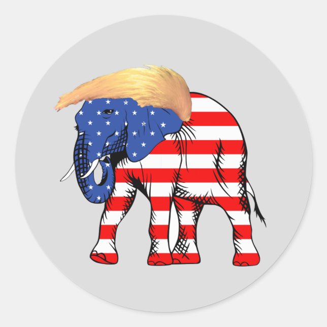 Trump Bad Hair Elephant Präsident ZSSG Runder Aufkleber (Vorderseite)