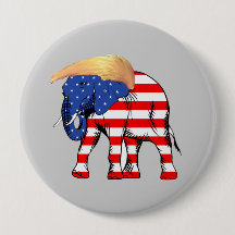 Trump Bad Hair Elephant Round Button Back Button, 